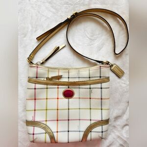 Authentic Vintage Coach Peyton Tattersall Large Plaid Crossbody Bag